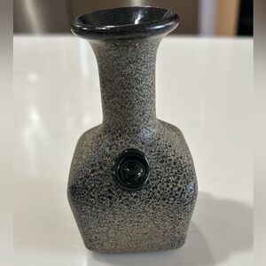 Vintage Scavo Glass Lafiore square Modernist vase black textured